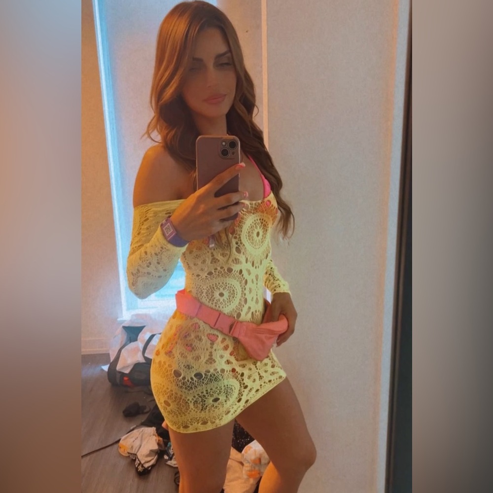 Neon Yellow Cover up dress